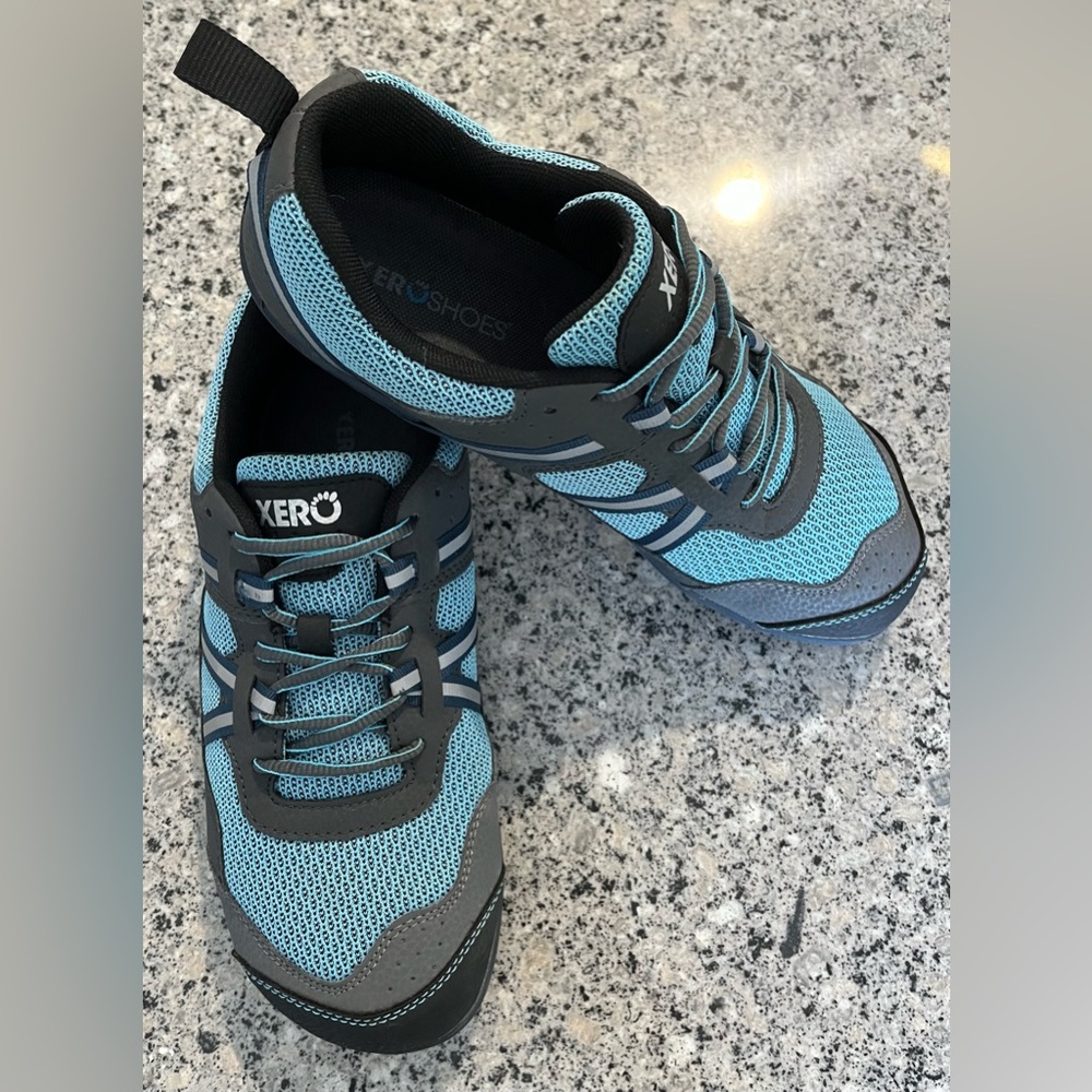 Xero Women's Athletic Walking Shoes in Light Blue and Gray